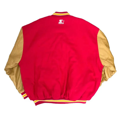 Kansas City Chiefs Red Wool and Tan Genuine Leather Sleeves Men's Varsity Letterman Jacket