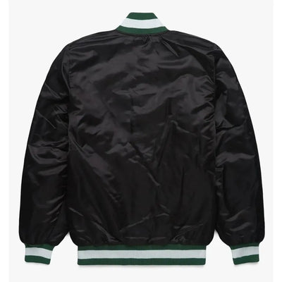 Green Bay Packers Full-Snap Varsity Black Satin Men's Bomber Jacket