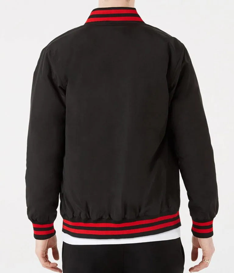 Chicago Bulls Full-Snap Varsity Black Cotton Men's Bomber Jacket