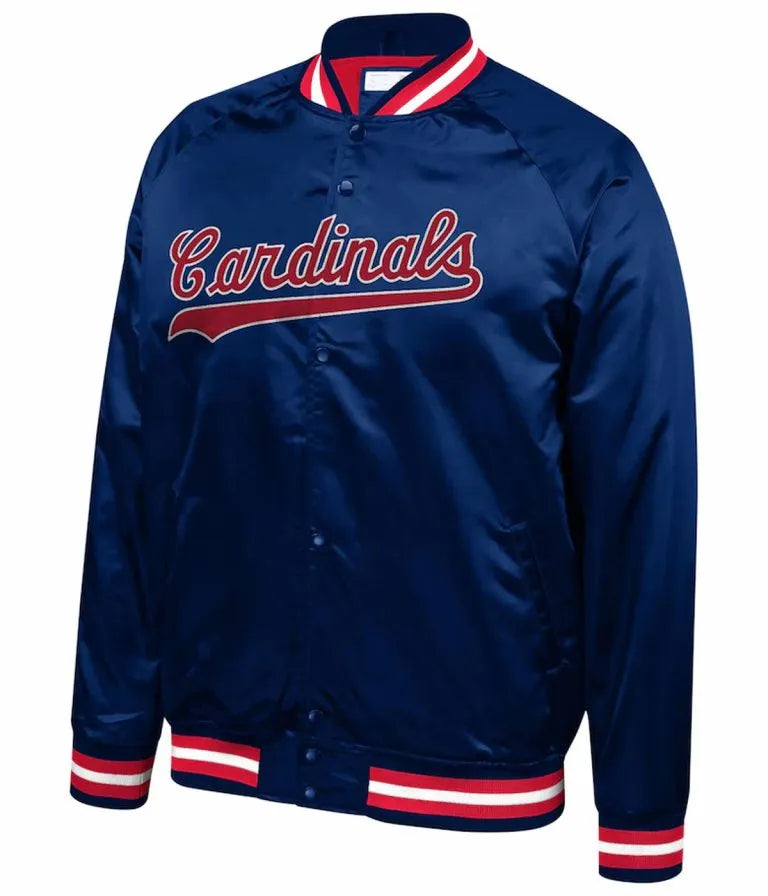 St. Louis Cardinals Lightweight Full-Snap Blue Bomber Satin Men's Jacket