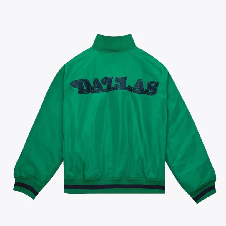 Dallas Mavericks Full-Zip Varsity Green Satin Men's Bomber Jacket