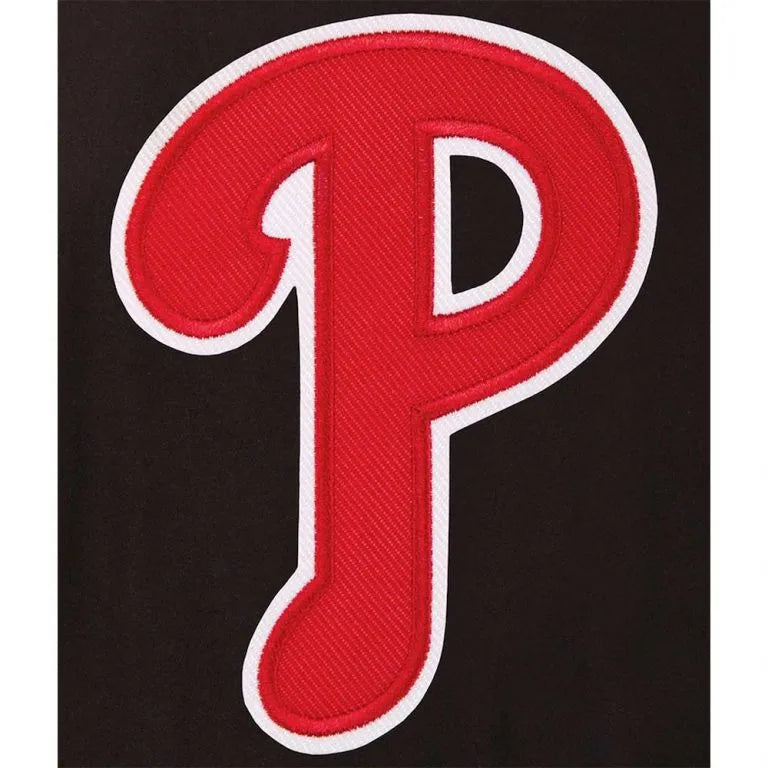 Philadelphia Phillies Black Wool and Leather Sleeves Varsity Men's Jacket