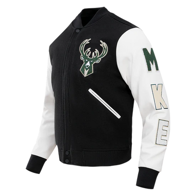 Milwaukee Bucks Varsity Green Wool & White Genuine Leather Sleeves Men's Letterman Jacket