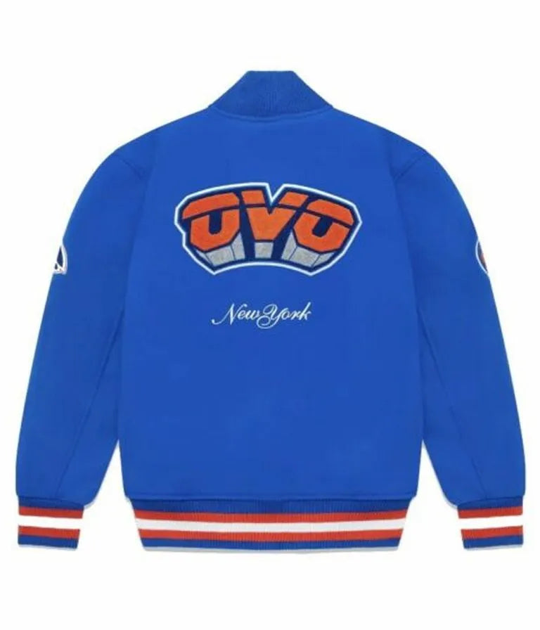 OVO New York Knicks Varsity Blue All Wool Men's Letterman Jacket