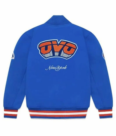 OVO New York Knicks Varsity Blue All Wool Men's Letterman Jacket