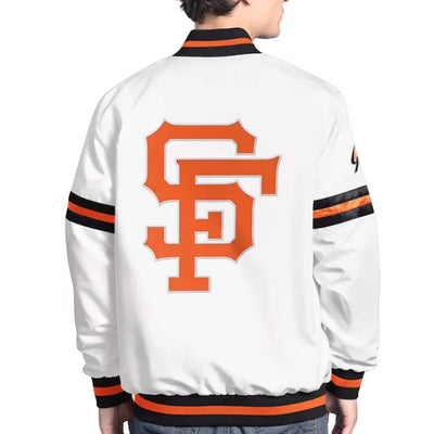 San Francisco Giants Scout Full-Snap Varsity White Satin Men's Jacket