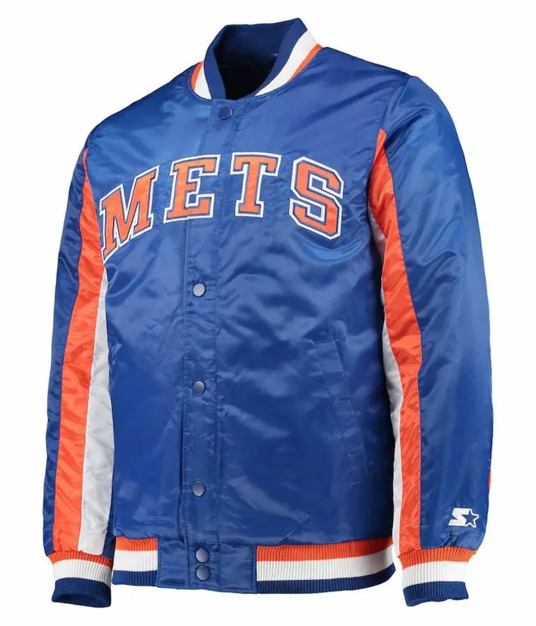New York Mets The Ace Full-Snap Royal Blue Varsity Satin Men's Jacket