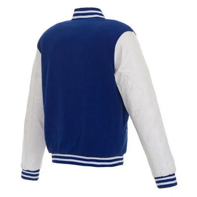 Indianapolis Colts Embroidered Blue Wool and White Genuine Leather Sleeves Men's Varsity Letterman Jacket