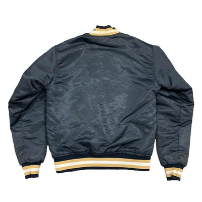 90’s New Orleans Saints Full-Snap Varsity Black Satin Men's Bomber Jacket