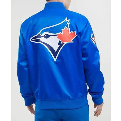 Toronto Blue Jays Big Logo Varsity Full-Snap Royal Blue Satin Men's Jacket
