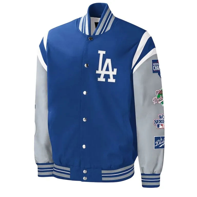 Los Angeles Dodgers Title Holder Royal/Gray Satin Varsity Full-Snap Men's Jacket