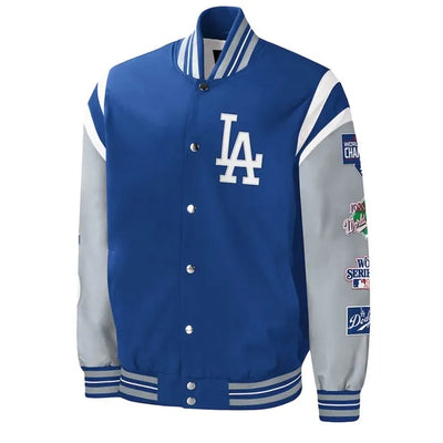 Los Angeles Dodgers Title Holder Royal/Gray Satin Varsity Full-Snap Men's Jacket