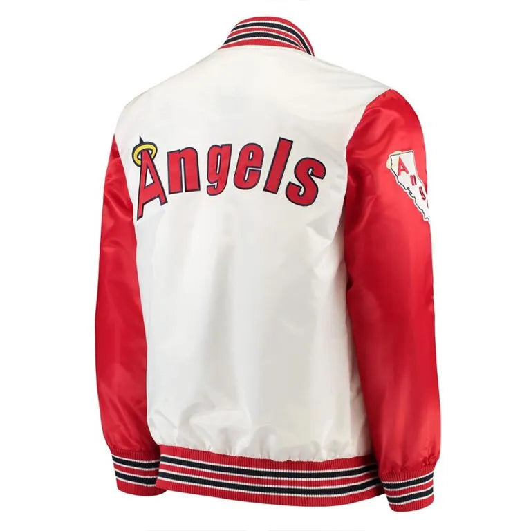 Los Angeles Angels The Legend Full- Snap White/Red Satin Men's Jacket