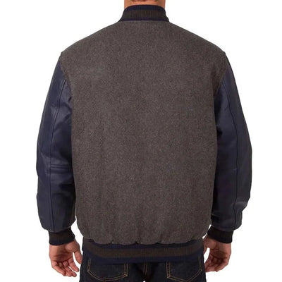 Washington Nationals Charcoal Wool & Navy Blue Leather Sleeves Varsity Men's Jacket