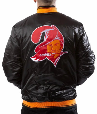 Tampa Bay Buccaneers Full-Snap Varsity Black Satin Men's Bomber Jacket
