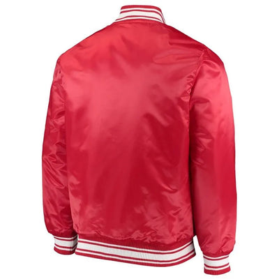 Kansas City Chiefs Locker Room Full-Snap Varsity Red Satin Men's Bomber Jacket