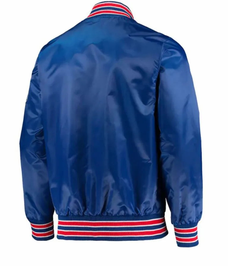 Philadelphia 76ers Vintage Full-Snap Varsity Red Satin Men's Bomber Jacket