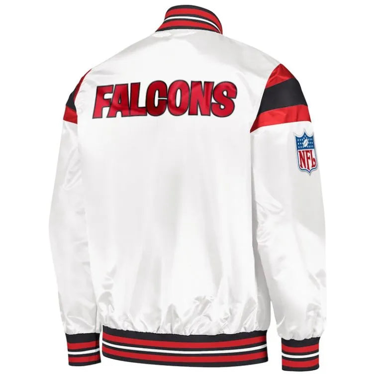 Atlanta Falcons Full-Snap Varsity White Satin Men's Bomber Jacket