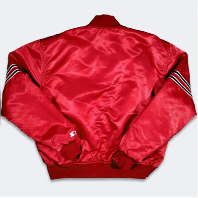 80s Arizona Cardinals Full-Snap Varsity Red Satin Men's Bomber Jacket