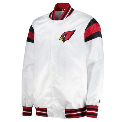Arizona Cardinals Full-Snap Varsity White Satin Men's Bomber Jacket