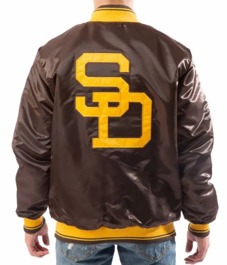 San Diego Padres Bomber Brown Satin Full-Snap Men's Jacket