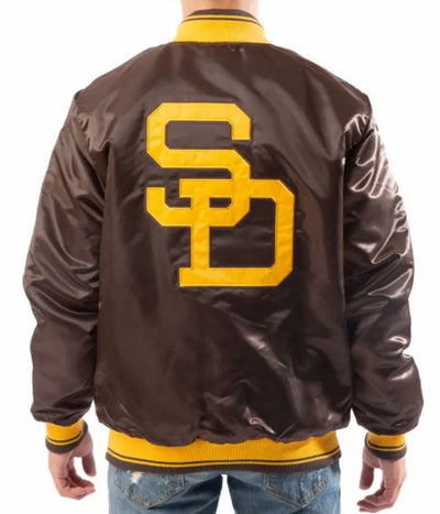 San Diego Padres Bomber Brown Satin Full-Snap Men's Jacket