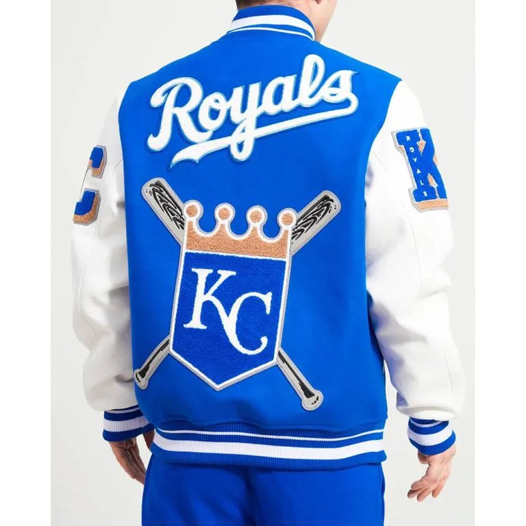 Kansas City Royals Mashup Royal Blue Wool & White Leather Sleeves Varsity Men's Jacket
