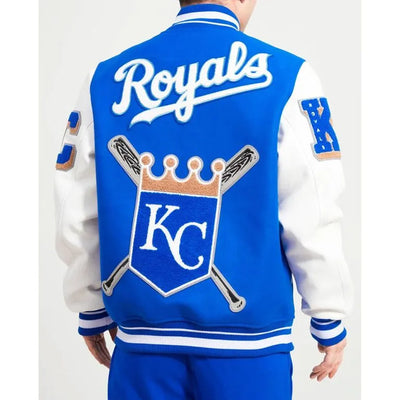 Kansas City Royals Mashup Royal Blue Wool & White Leather Sleeves Varsity Men's Jacket