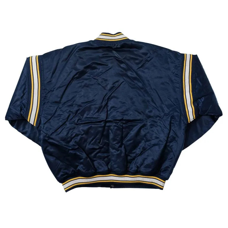 Indiana Pacers Full-Snap Varsity Navy Blue Satin Men's Bomber Jacket