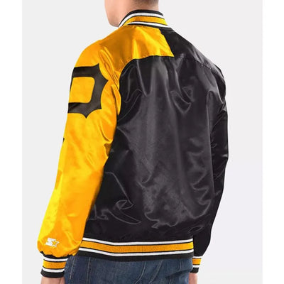 Pittsburgh Pirates Dugout Full-Snap Varsity Black and Gold Satin Men's Jacket