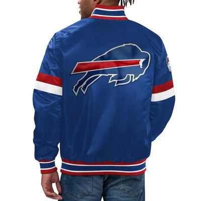 Buffalo Bills Home Game Full-Snap Varsity Royal Blue Satin Men's Bomber Jacket