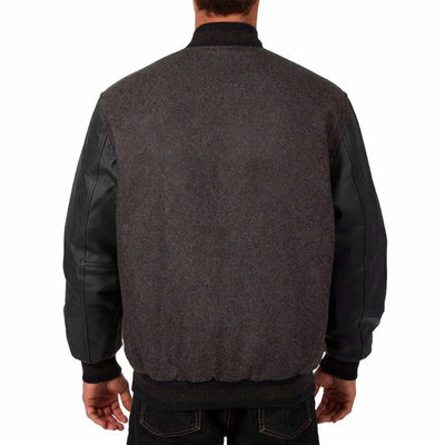 Kansas City Royals Varsity Charcoal Wool & Black Leather Sleeves Men's Jacket