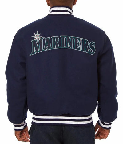 Seattle Mariners Jeff Hamilton Bomber Navy Blue Wool Men's Varsity Jacket