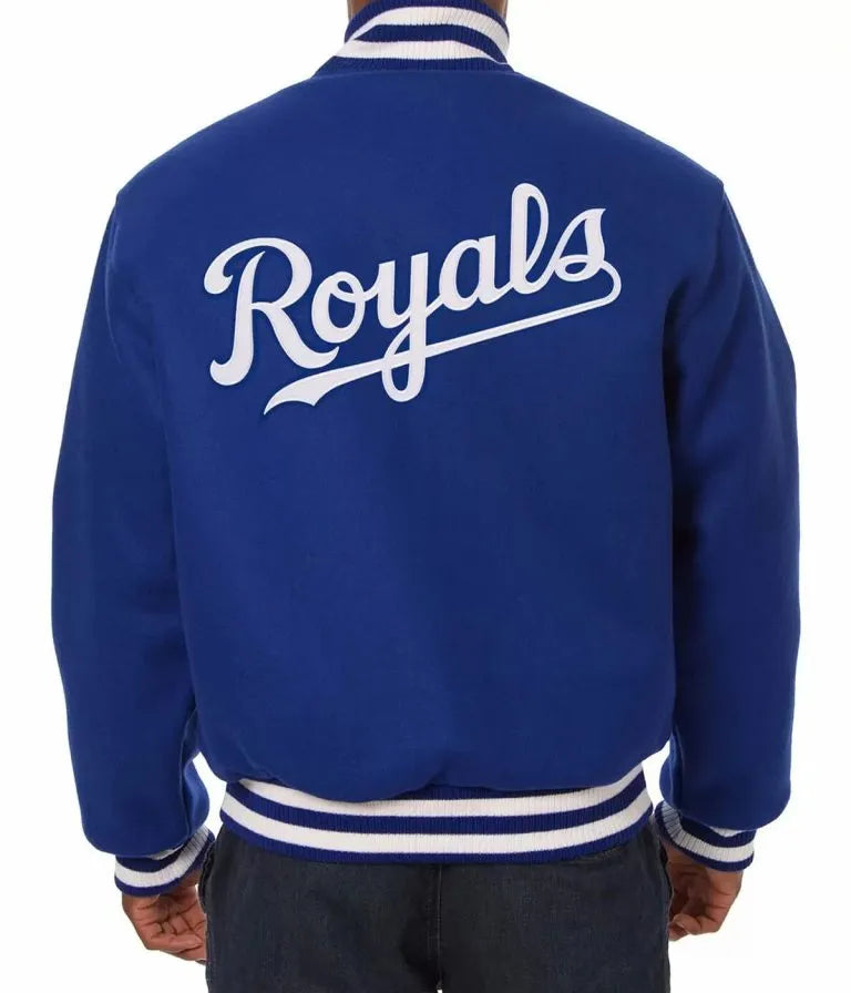Kansas City Royals Blue Wool Letterman Varsity Men's Jacket