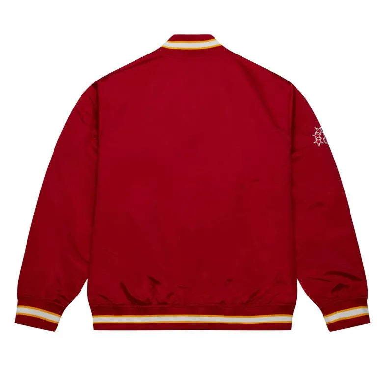 Kansas City Chiefs Team OG 2.0 Heavyweight Full-Snap Varsity Red and Yellow Satin Men's Bomber Jacket