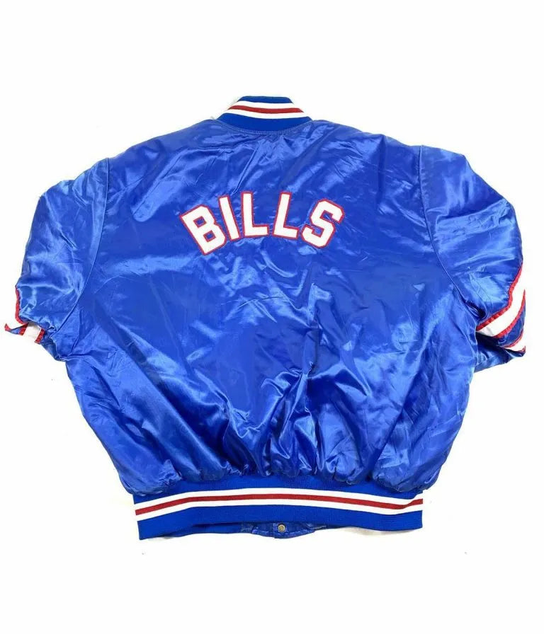 Buffalo Bills Mafia Full-Snap Varsity Blue Red Satin Men's Bomber Jacket