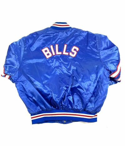 Buffalo Bills Mafia Full-Snap Varsity Blue Red Satin Men's Bomber Jacket