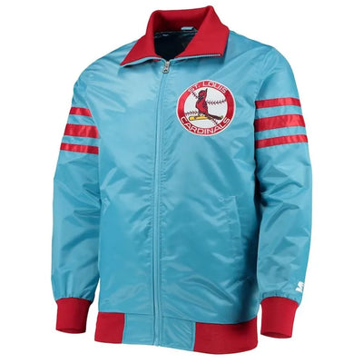 St. Louis Cardinals The Captain III Light Blue Satin Full-Zip Varsity Men's Jacket