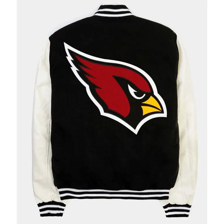 Arizona Cardinals Black Wool &  White Leather Sleeves Varsity Men's Jacket