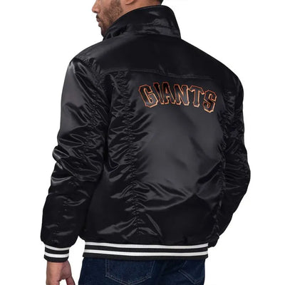 San Francisco Giants Trucker Silver Tab Full-Snap Black Satin Men's Jacket