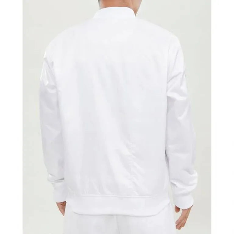 Los Angeles Lakers Full-Snap Varsity White Satin Men's Bomber Jacket