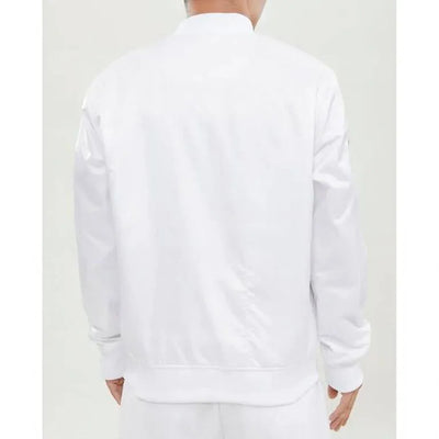 Los Angeles Lakers Full-Snap Varsity White Satin Men's Bomber Jacket