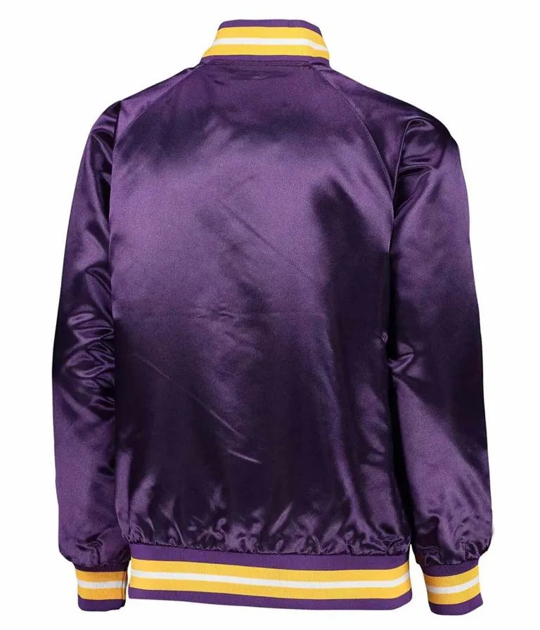 Minnesota Vikings Full-Snap Varsity Purple Satin Men's Bomber Jacket