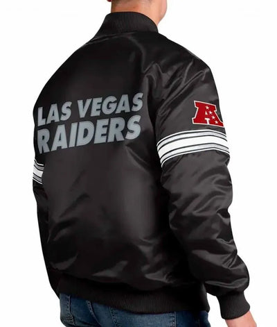 Los Angeles Raiders The Pick and Roll Full-Snap Varsity Black Satin Men's Bomber Jacket