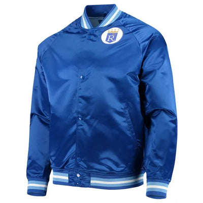 Kansas City Royals Full-Snap Bomber Royal Blue Satin Lightweight Men's Jacket
