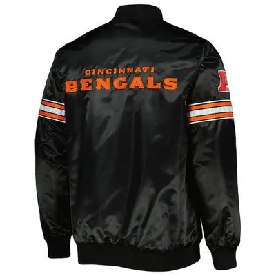 Cincinnati Bengals Pick and Roll Full-Snap Varsity Black Satin Men's Bomber Jacket