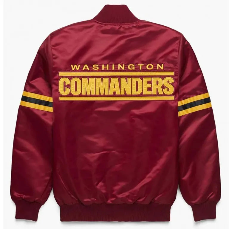 Washington Commanders Full-Snap Varsity Maroon Satin Men's Bomber Jacket