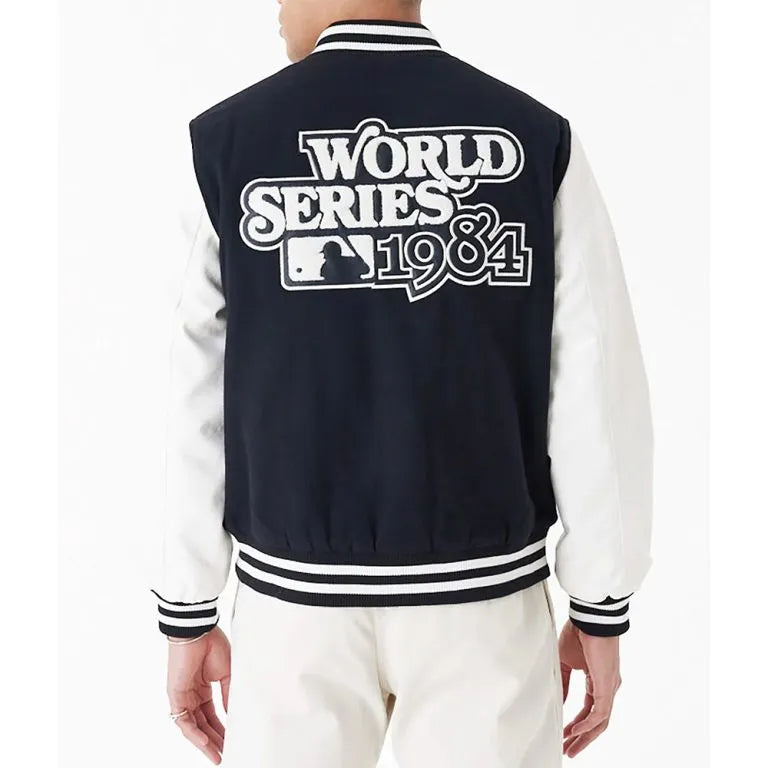 1984 Detroit Tigers World Series Black Wool & White Leather Varsity Men's Jacket