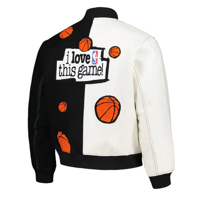 I Love This Game! Black and White Wool Men's Letterman Varsity Jacket