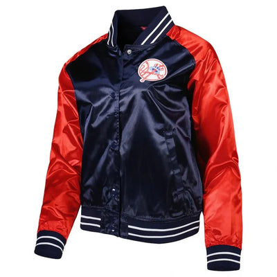 New York Yankees Red and Navy Blue Satin Team 2.0 Raglan Full-Snap Men's Jacket